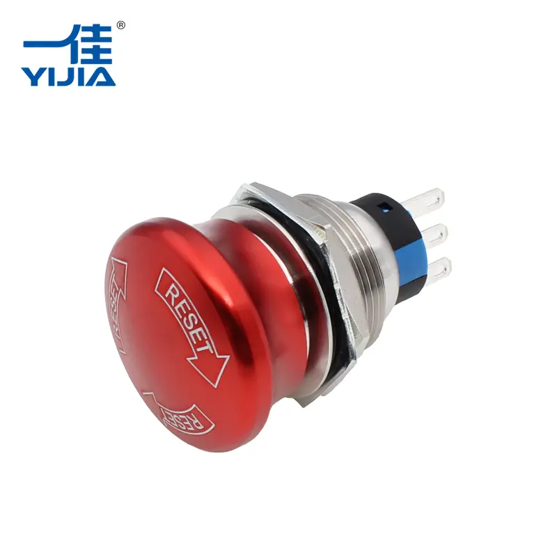 Какво представлява червеният авариен бутон и защо е критичен за промишлената безопасност?